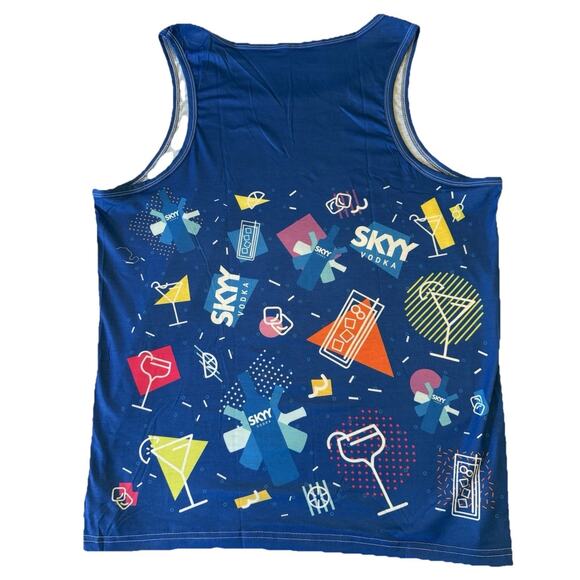 SKYY Vodka Men’s Large PRIDE Tank Top - Blue Cocktails Design Polyester New - Picture 7 of 14